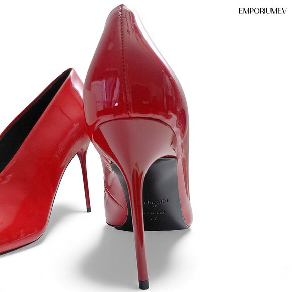 Balmain Clara Red Patent Womens 95mm Original Leather Pumps -Size US 8-(0567)NWB - Picture 10 of 16